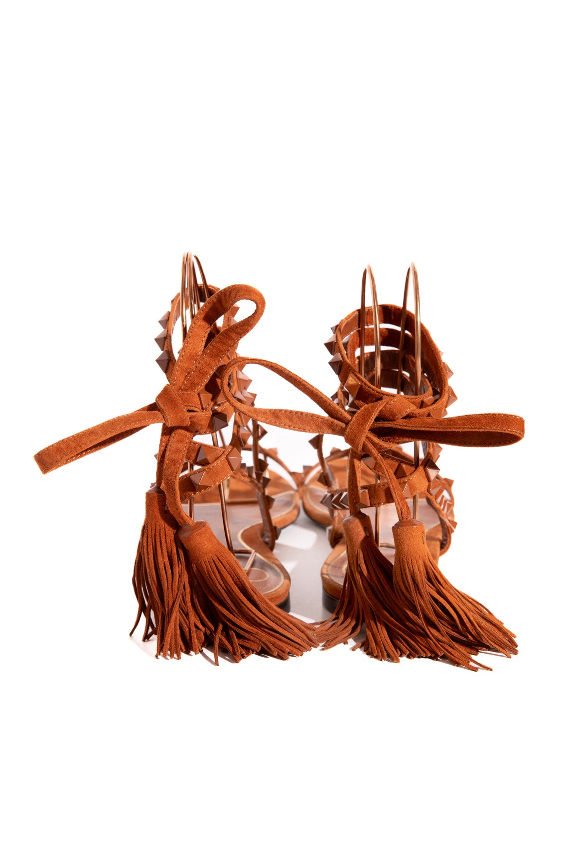 VALENTINO Suede Rocktstud Tie Strap Sandals (Sz. 37)