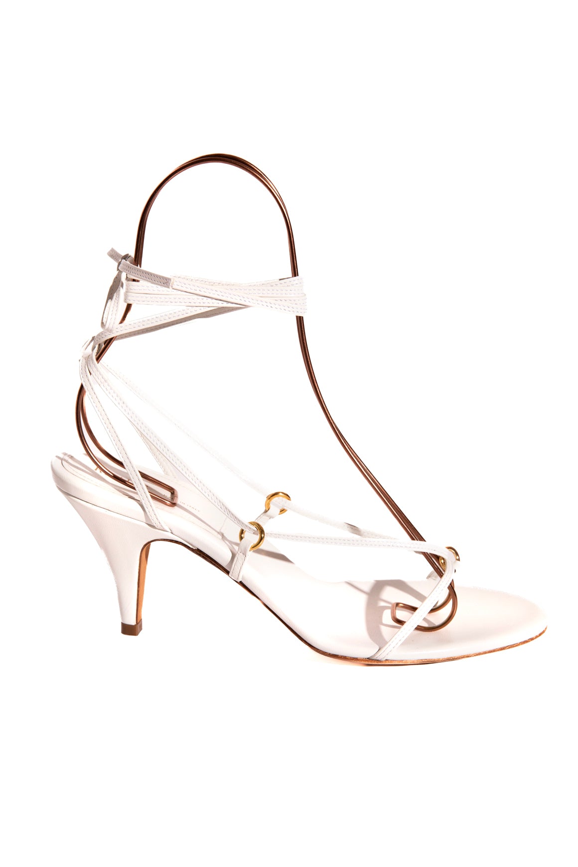 KHAITE White Strappy Wrap Kitten Heel Sandals (Sz. 38)