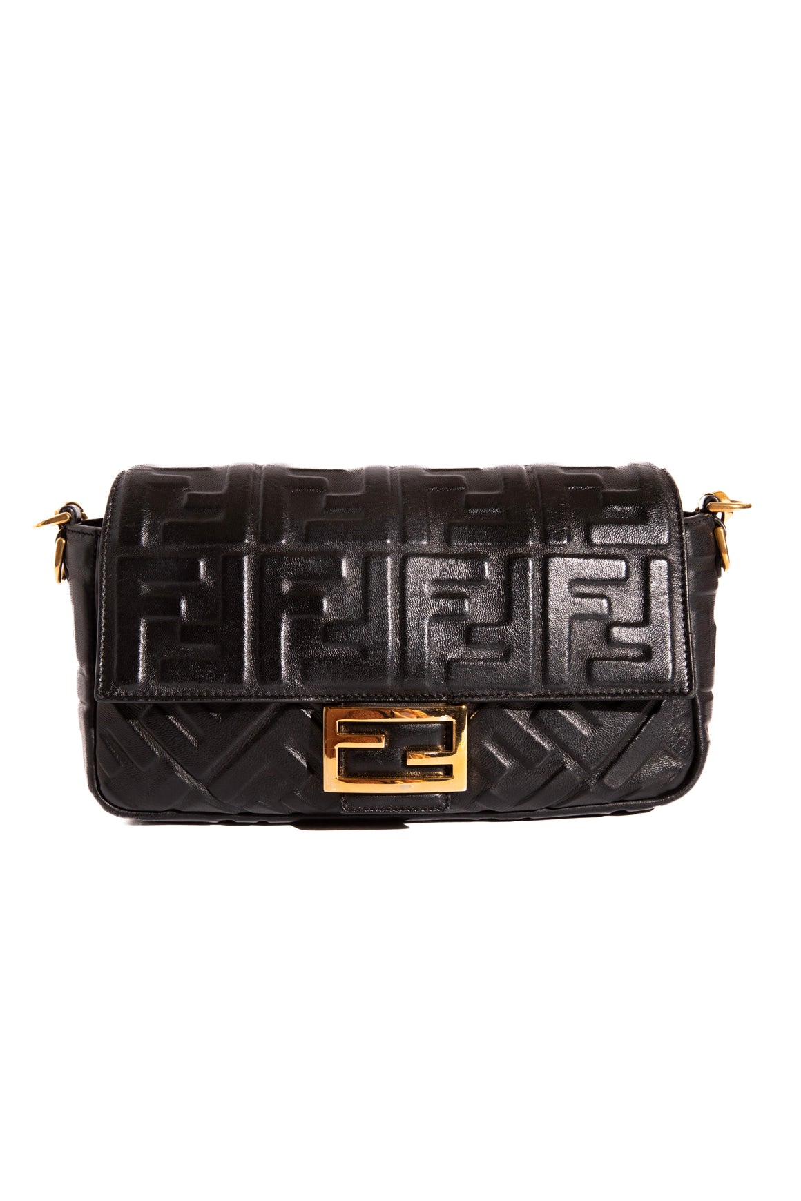FENDI Black Nappa Baguette Bag