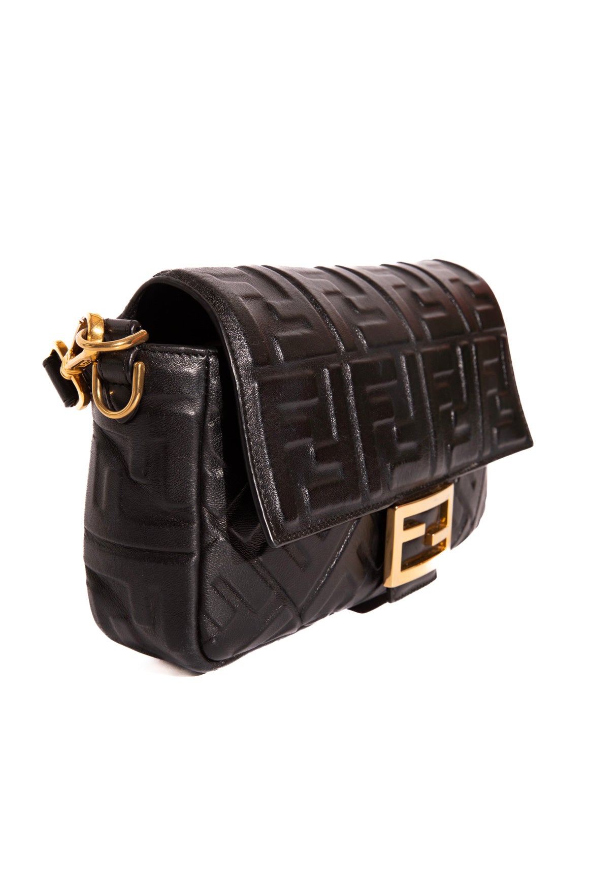 FENDI Black Nappa Baguette Bag