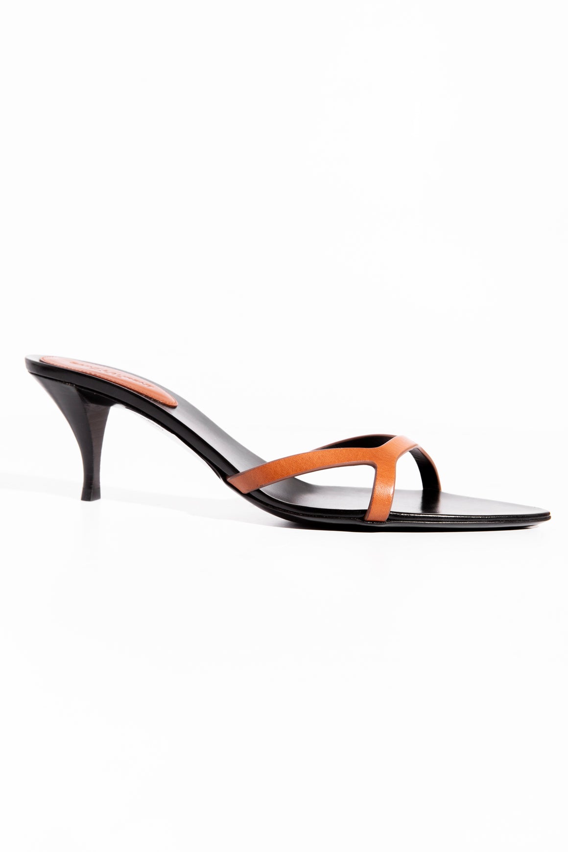 SAINT LAURENT Brown + Black Kitten Heel Sandals (Sz. 38)