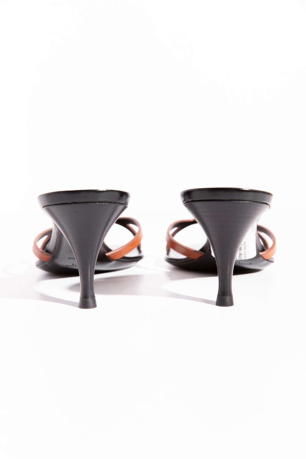 SAINT LAURENT Brown + Black Kitten Heel Sandals (Sz. 38)