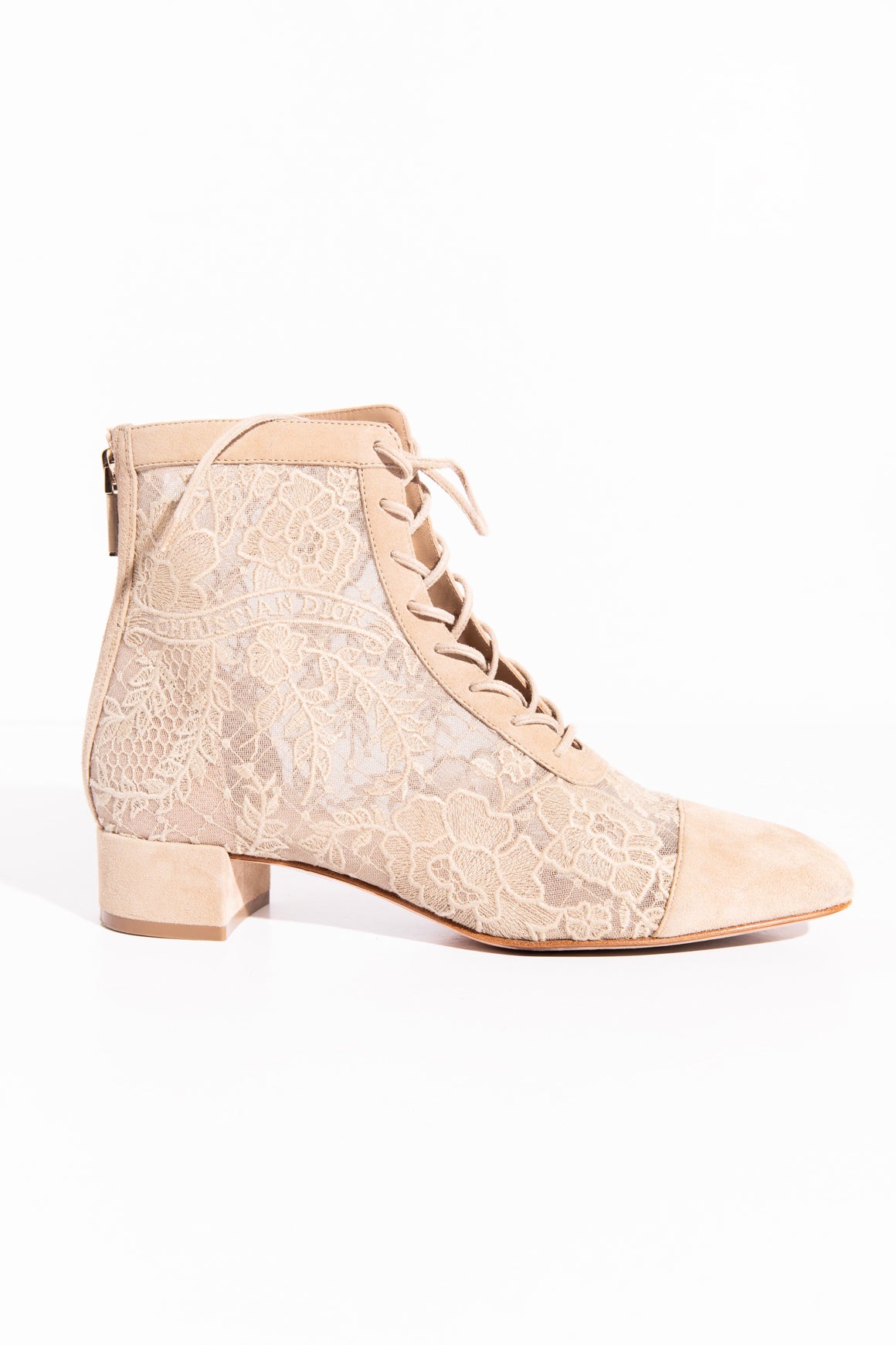 CHRISTIAN DIOR Tan Suede + Mesh Naughtily-D Ankle Boot (Sz. 38)