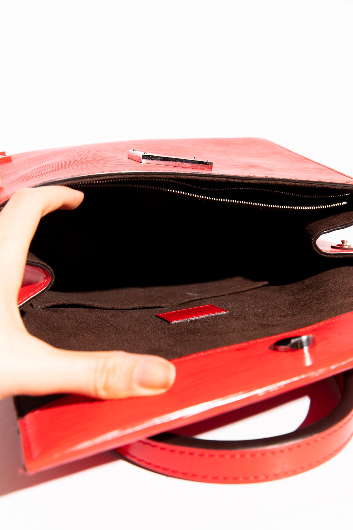 LOUIS VUITTON Red Epi Leather Cluny Bag