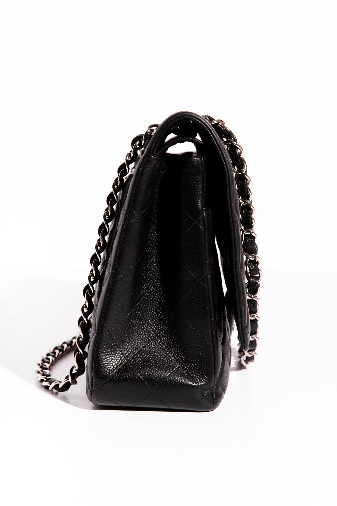 CHANEL Black Caviar Maxi Classic Flap w/ Silver Hardware