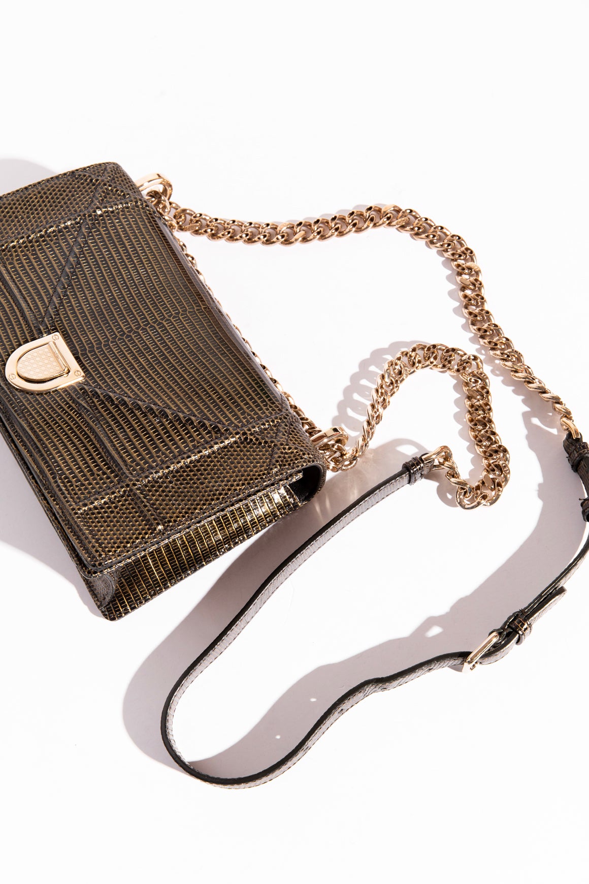 CHRISTIAN DIOR Black + Gold Diorama Flap Bag