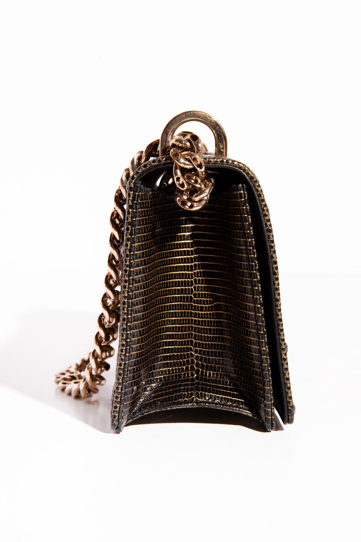 CHRISTIAN DIOR Black + Gold Diorama Flap Bag