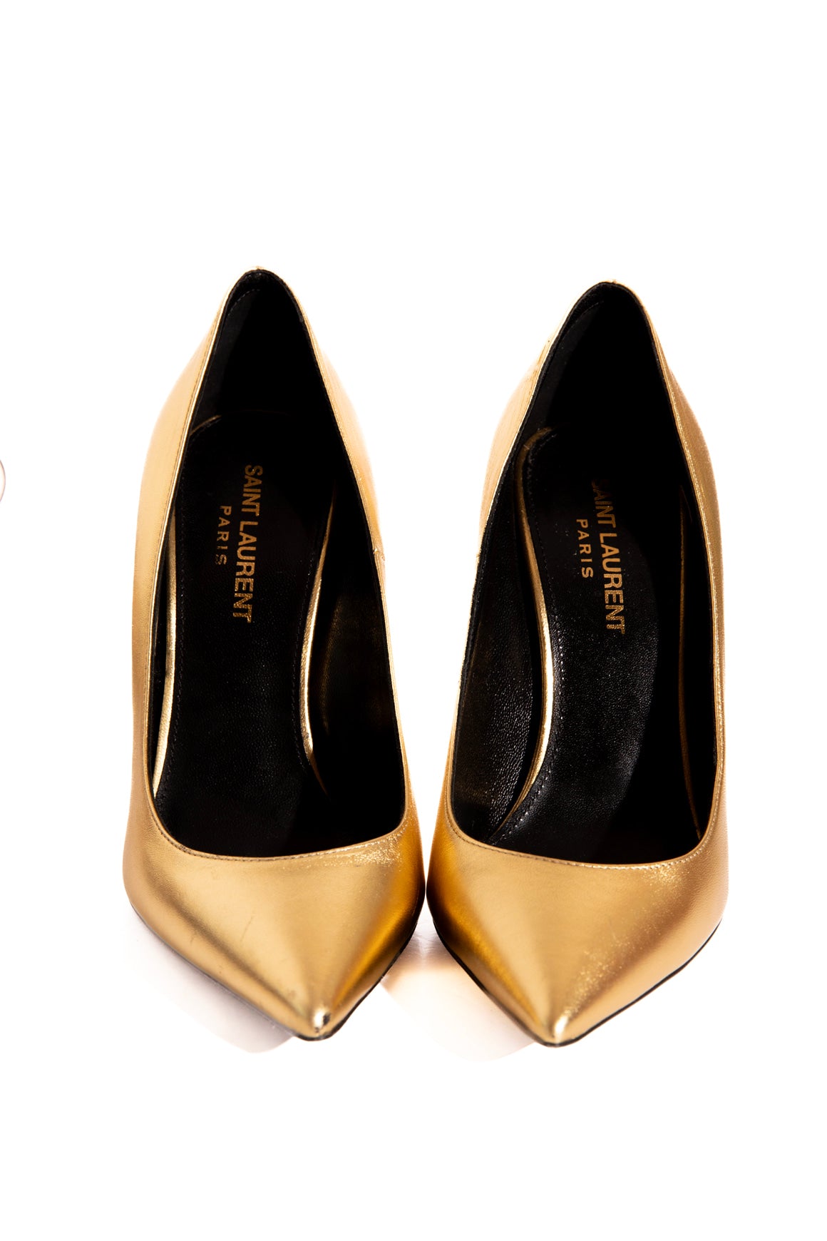 SAINT LAURENT Gold Opyum Pumps (Sz. 36.5)
