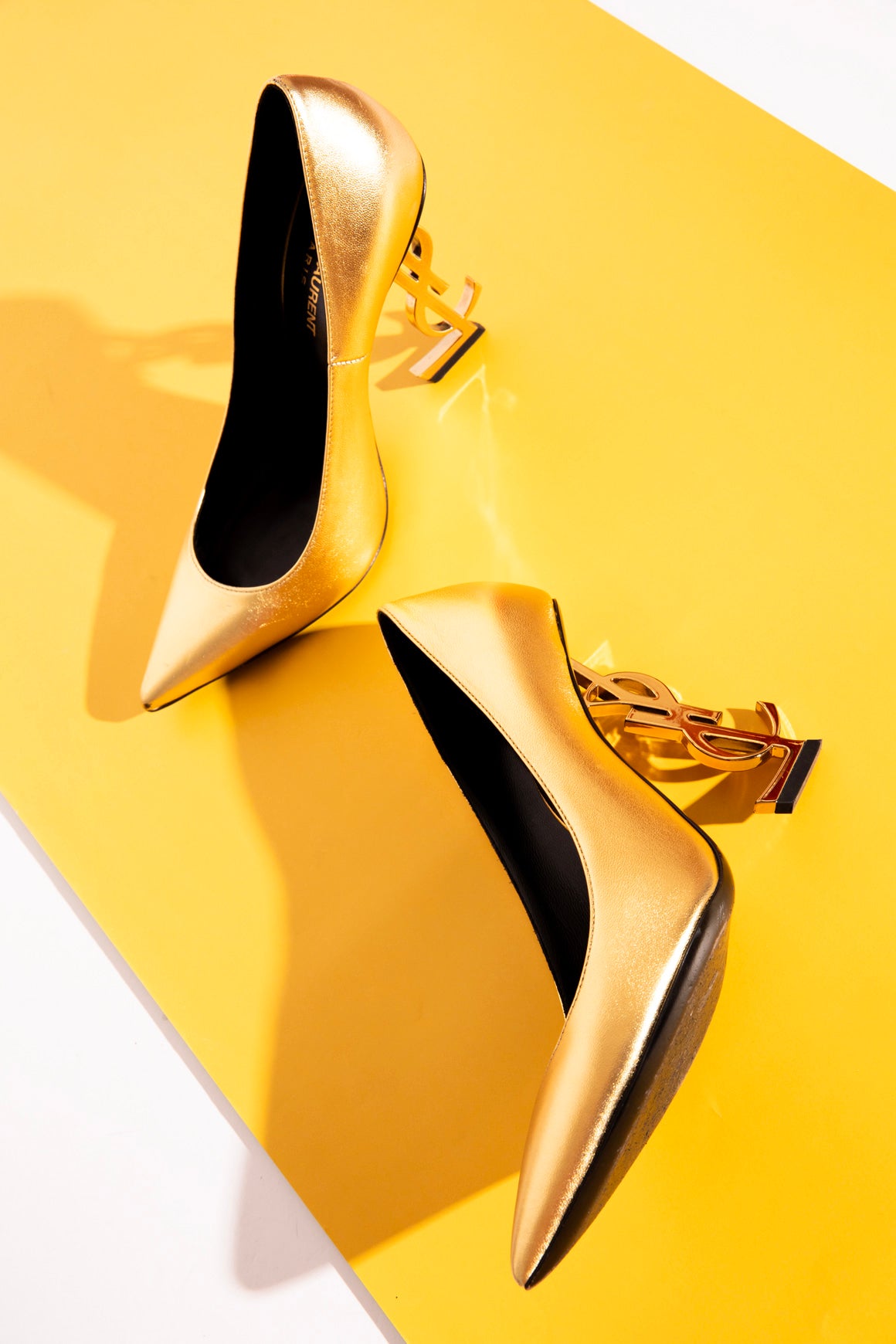 SAINT LAURENT Gold Opyum Pumps (Sz. 36.5)