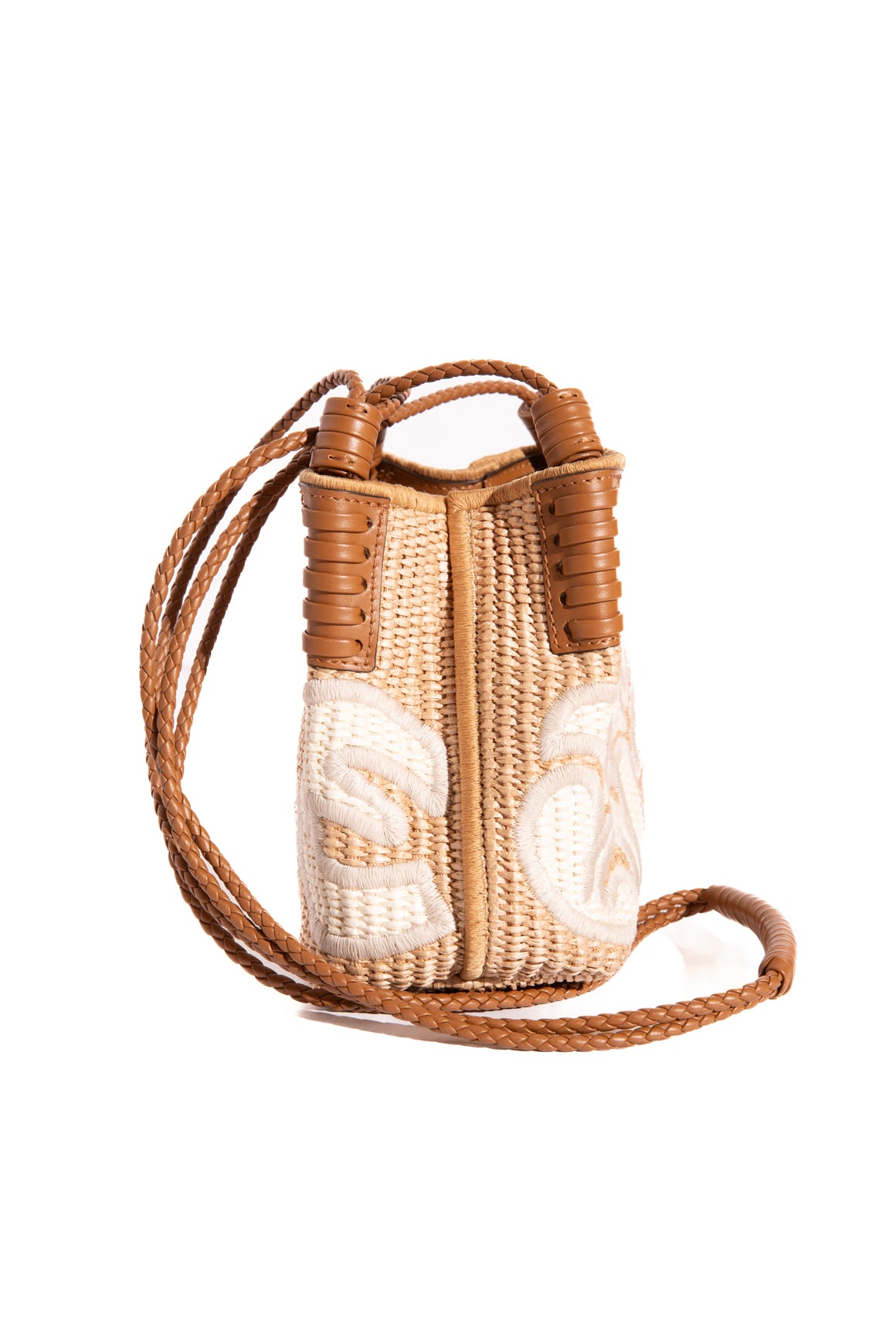 ETRO Raffia Natural Leather Detail Bucket Bag