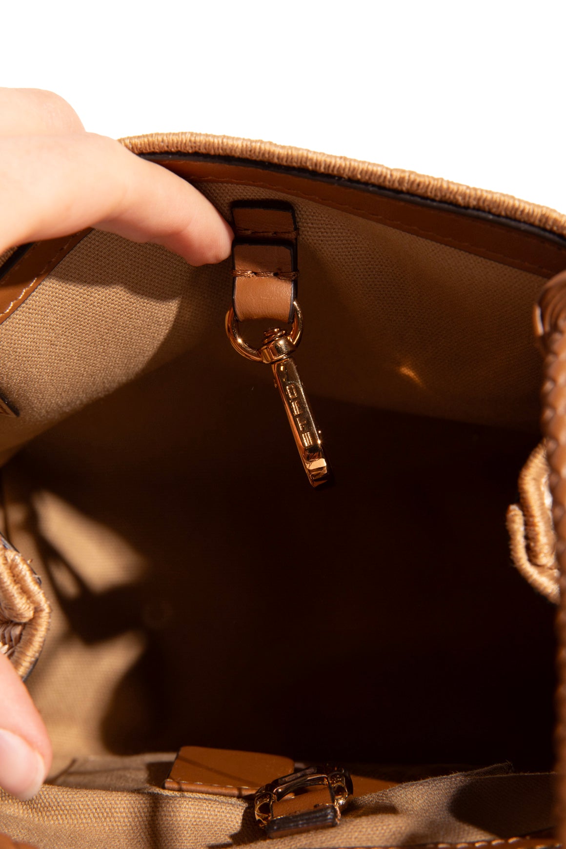 ETRO Raffia Natural Leather Detail Bucket Bag