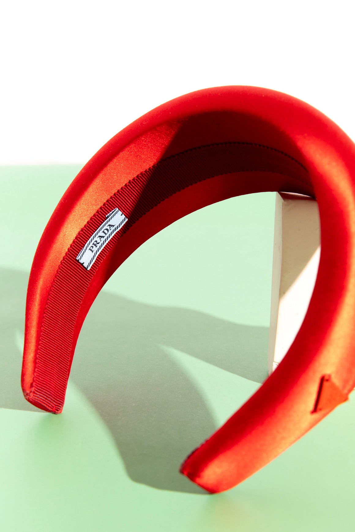PRADA Red Satin Padded Headband