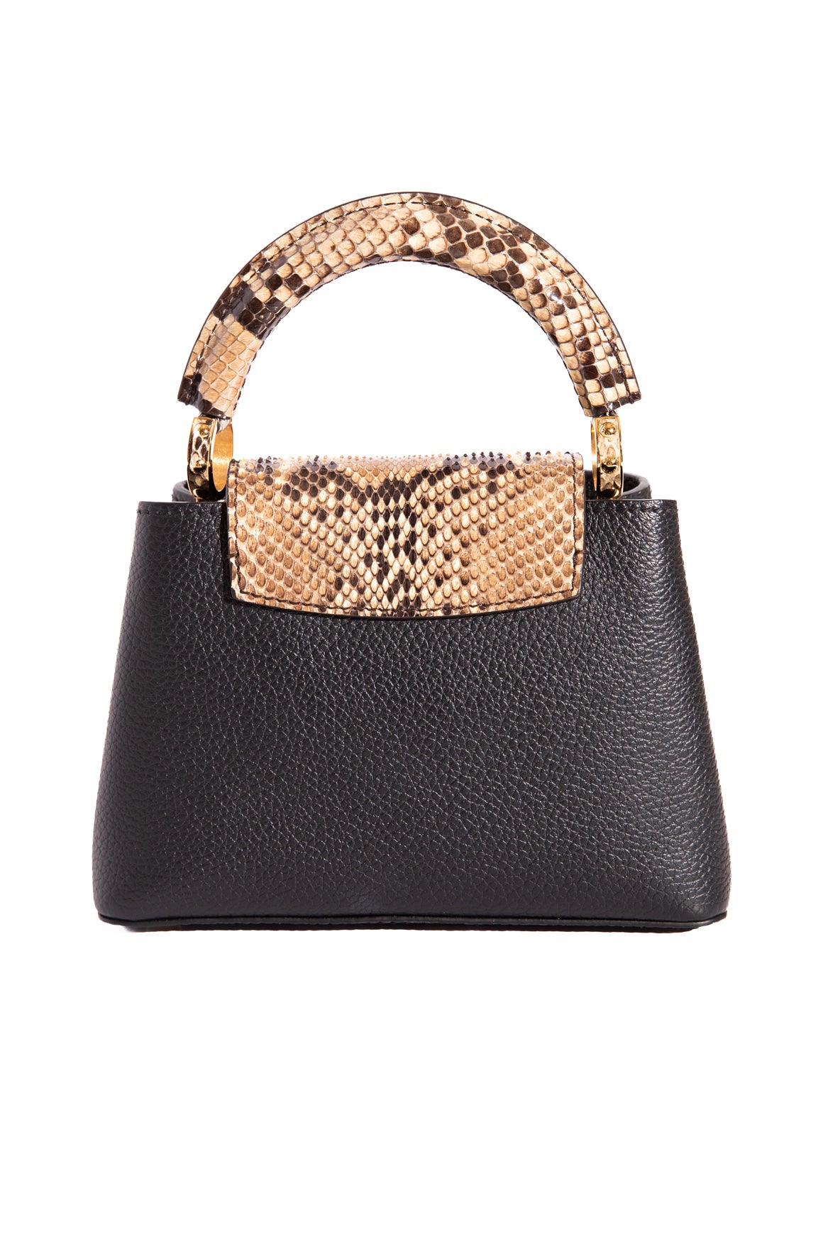 LOUIS VUITTON Black Leather& Python Mini Capucines Bag