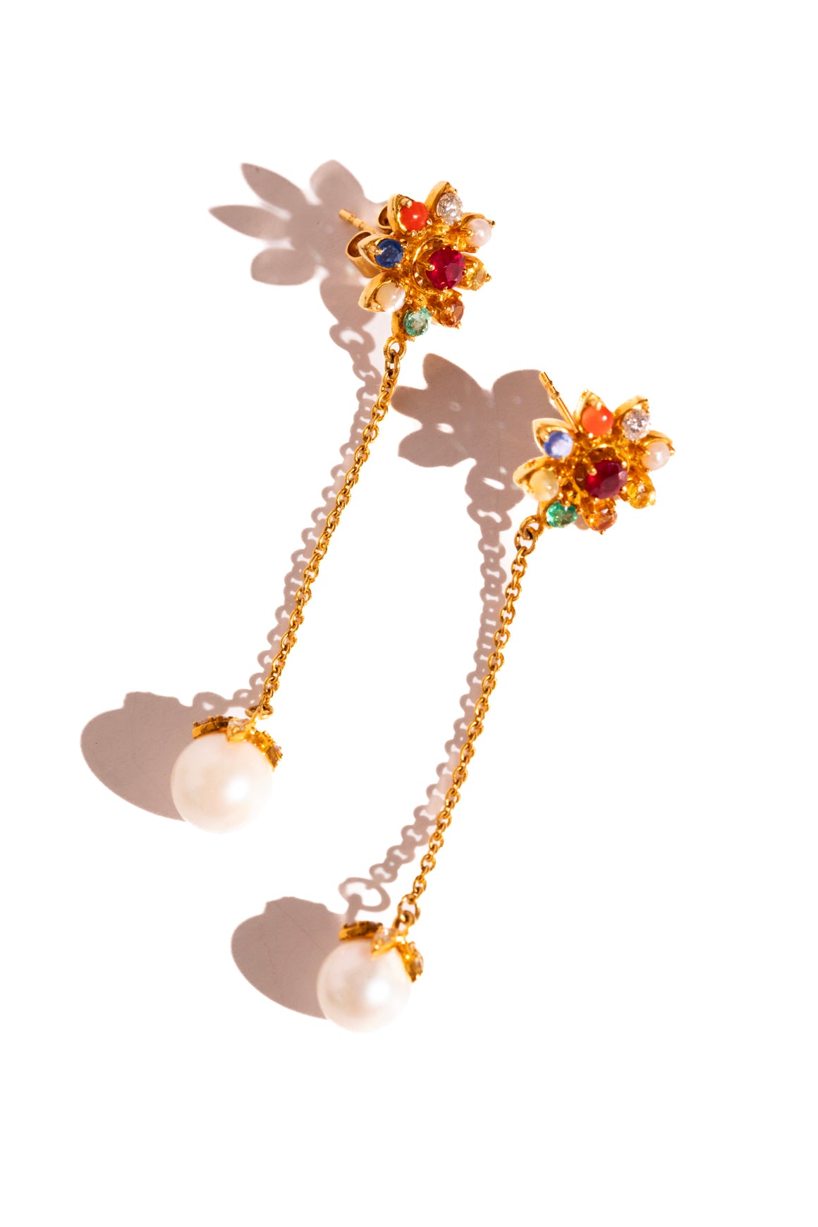 AMRAPALI 18K Diamond & Multi-Stone Pearl Drop Earrings