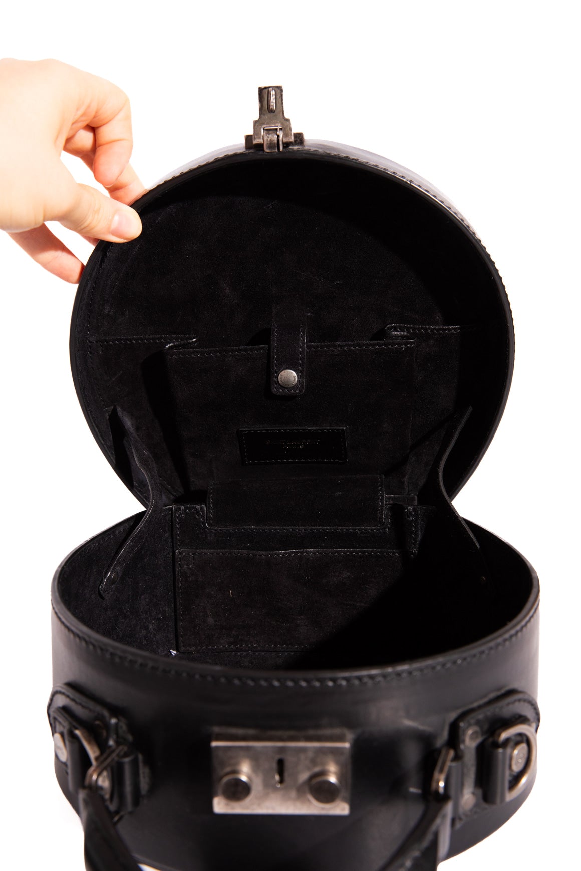SAINT LAURENT Black Silver Stud Mica Bag
