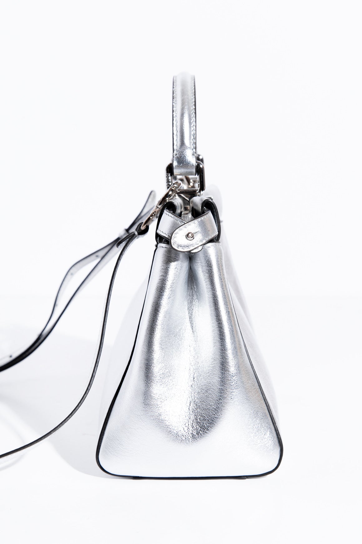 FENDI Silver Metallic Small Peekaboo