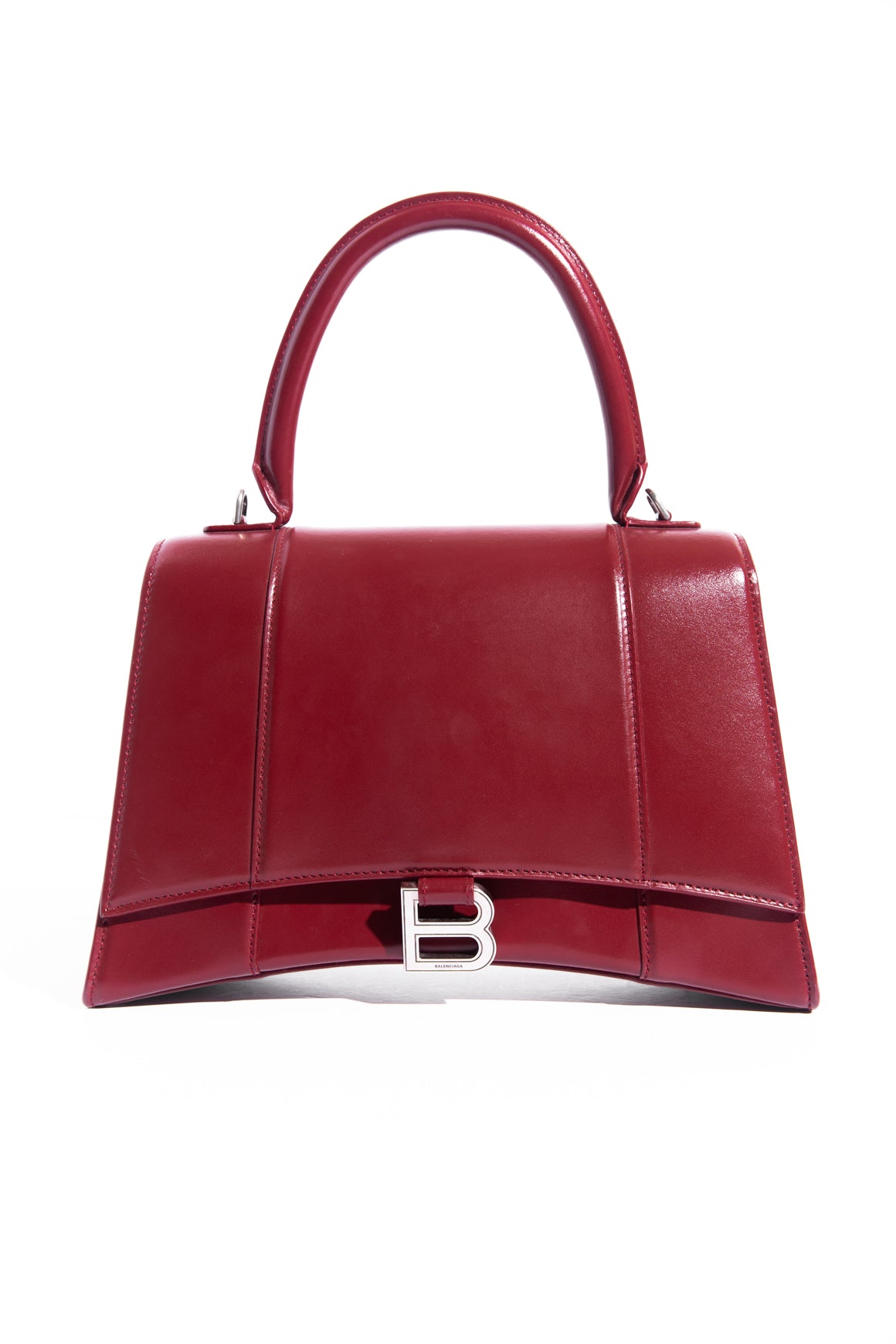 BALENCIAGA Dark Red Medium Hourglass Bag
