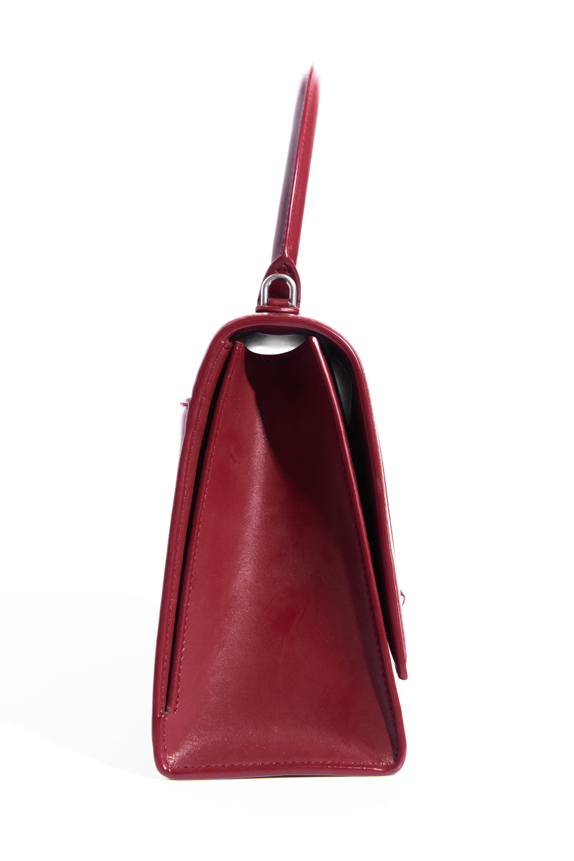 BALENCIAGA Dark Red Medium Hourglass Bag