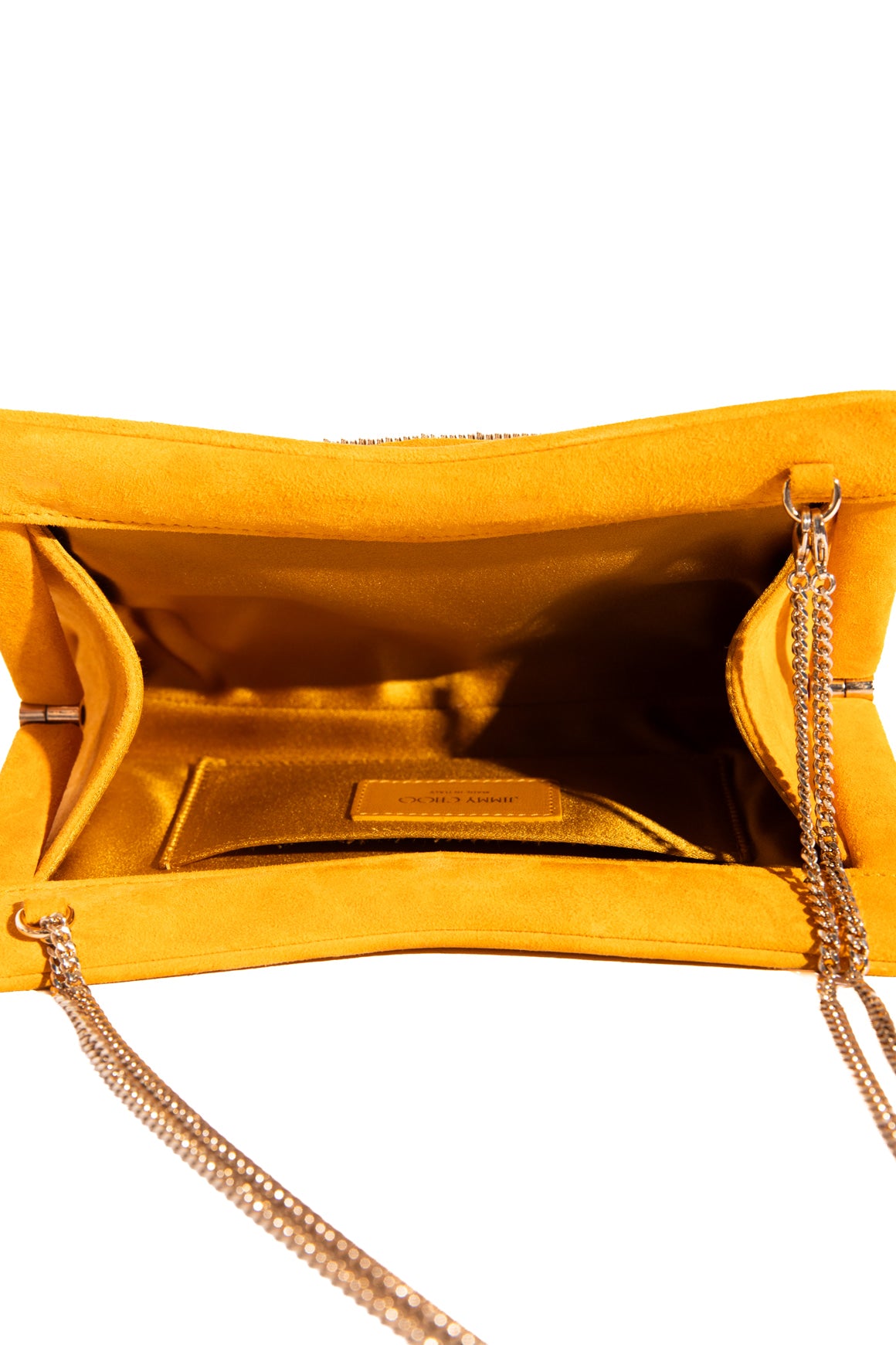 JIMMY CHOO Marigold Suede Venus Fringe Clutch
