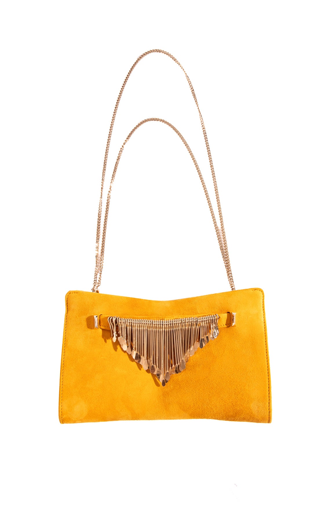 JIMMY CHOO Marigold Suede Venus Fringe Clutch