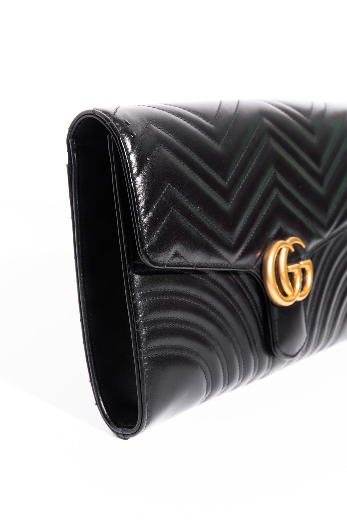 GUCCI Black Leather Large Marmont Clutch