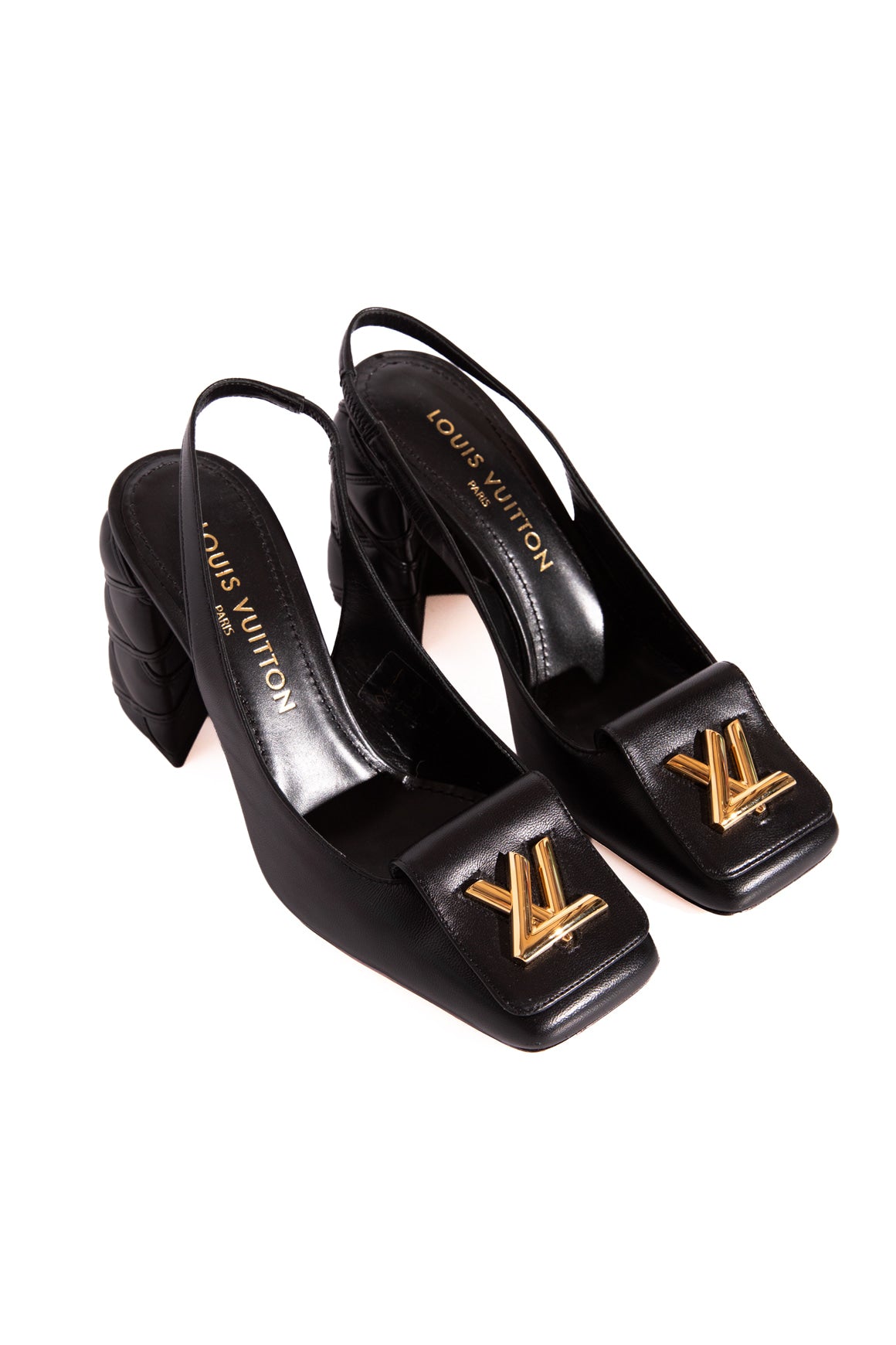 LOUIS VUITTON Black "Shake" Slingbacks (Sz. 38)