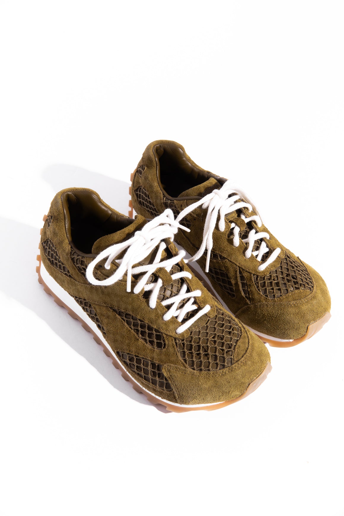 BOTTEGA VENETA Olive Green "Orbit" Sneakers (Sz. 36)