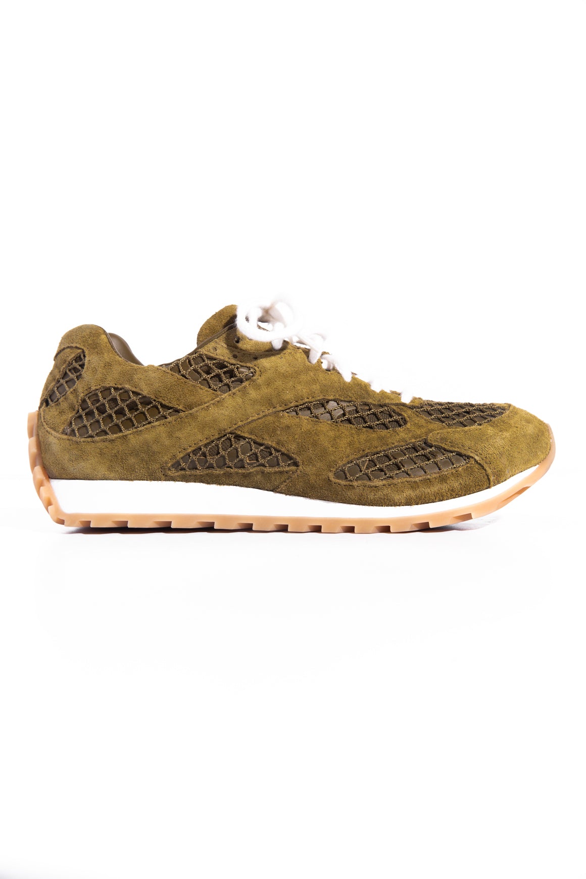 BOTTEGA VENETA Olive Green "Orbit" Sneakers (Sz. 36)