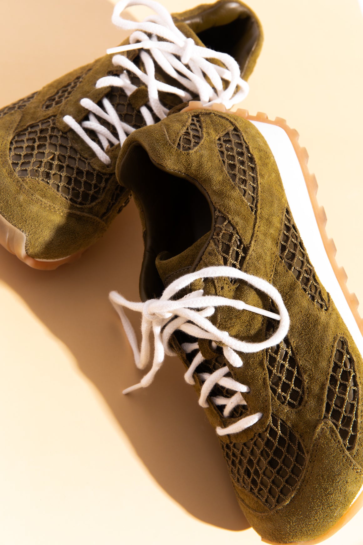 BOTTEGA VENETA Olive Green "Orbit" Sneakers (Sz. 36)