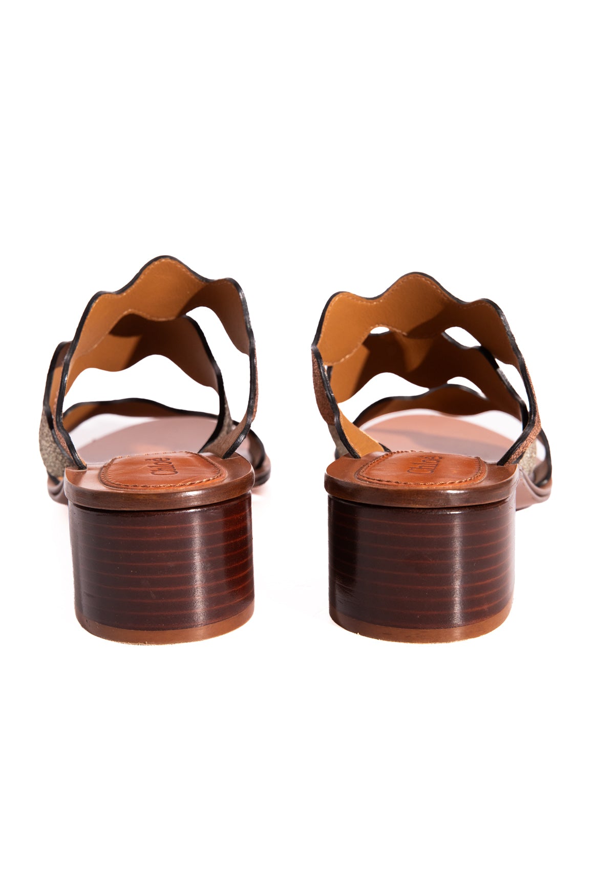 CHLOE Metallic Scalloped Sandals (Sz. 38)