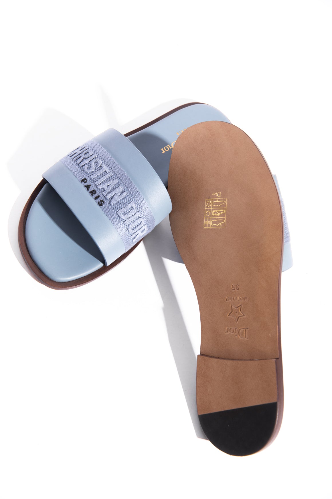 CHRISTIAN DIOR Blue "DWay" Slide Sandal (Sz. 35)