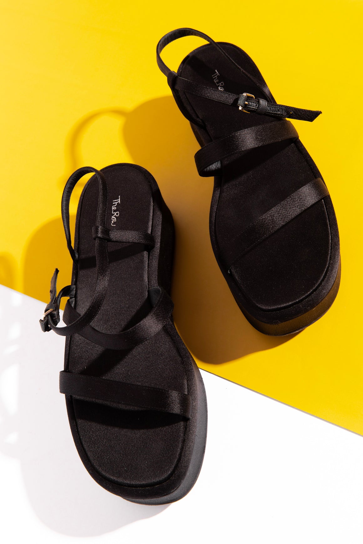 THE ROW Black Satin Platform Sandals (Sz. 39.5)
