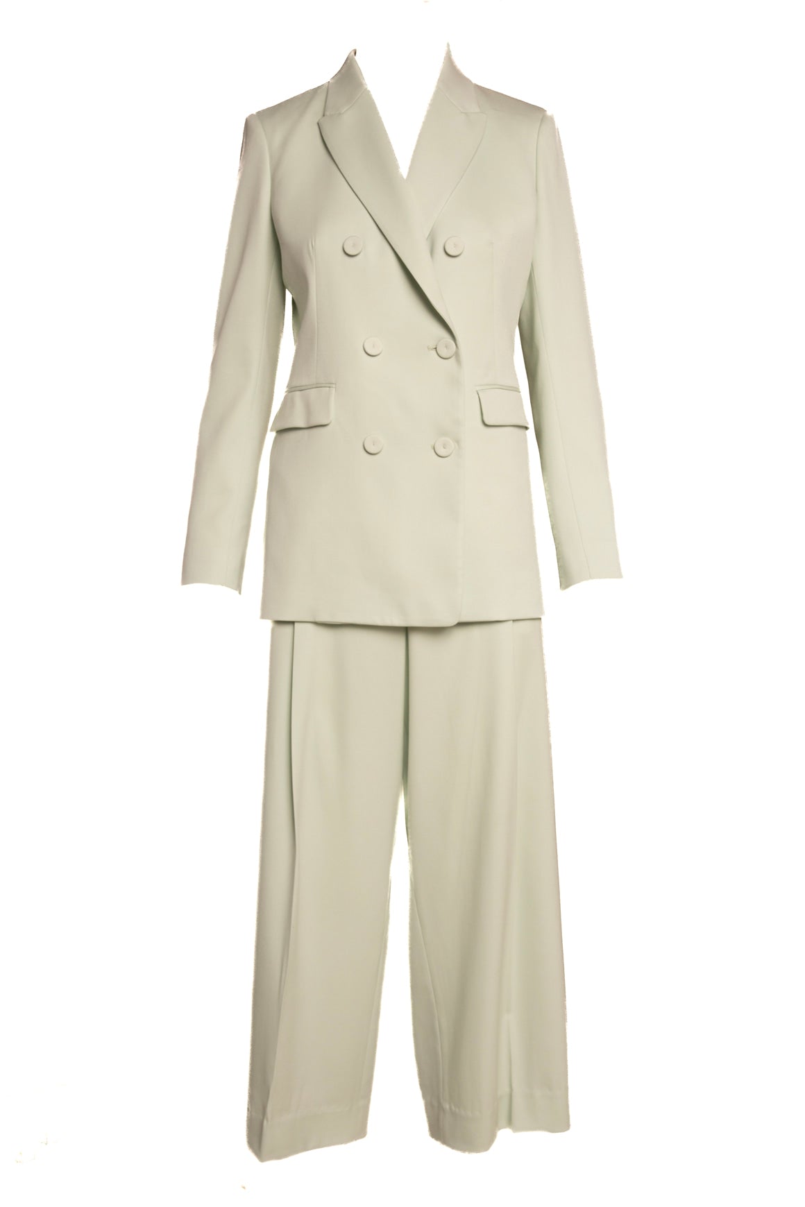 ANOTHER TOMORROW Mint Blazer & Wide Trouser Suit Set