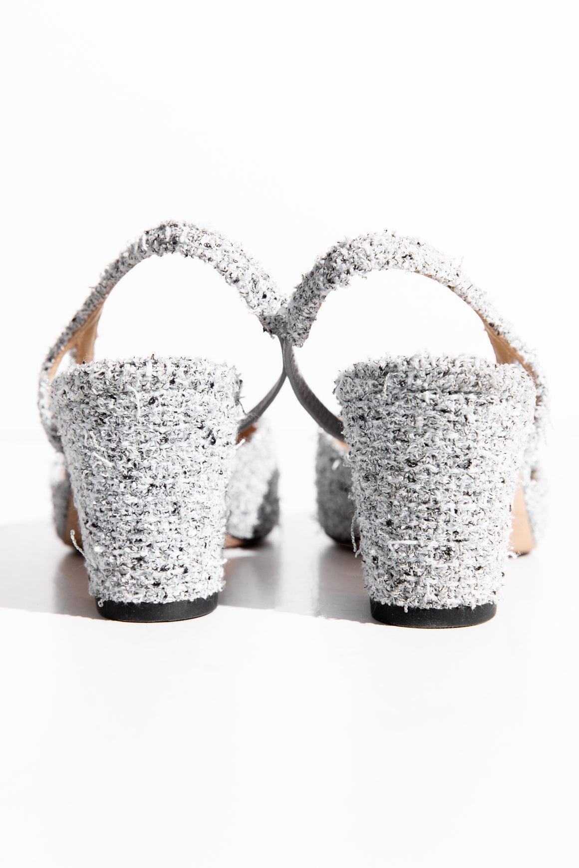 CHANEL Light Gray Cap Toe Slingbacks (Sz. 37)