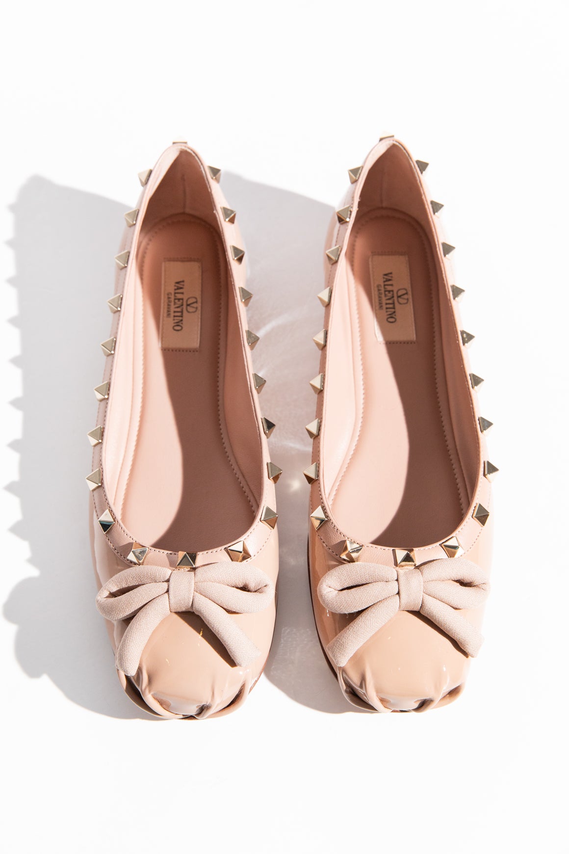 VALENTINO Rose Patent Rockstud Ballerina Flats (Sz. 38.5)