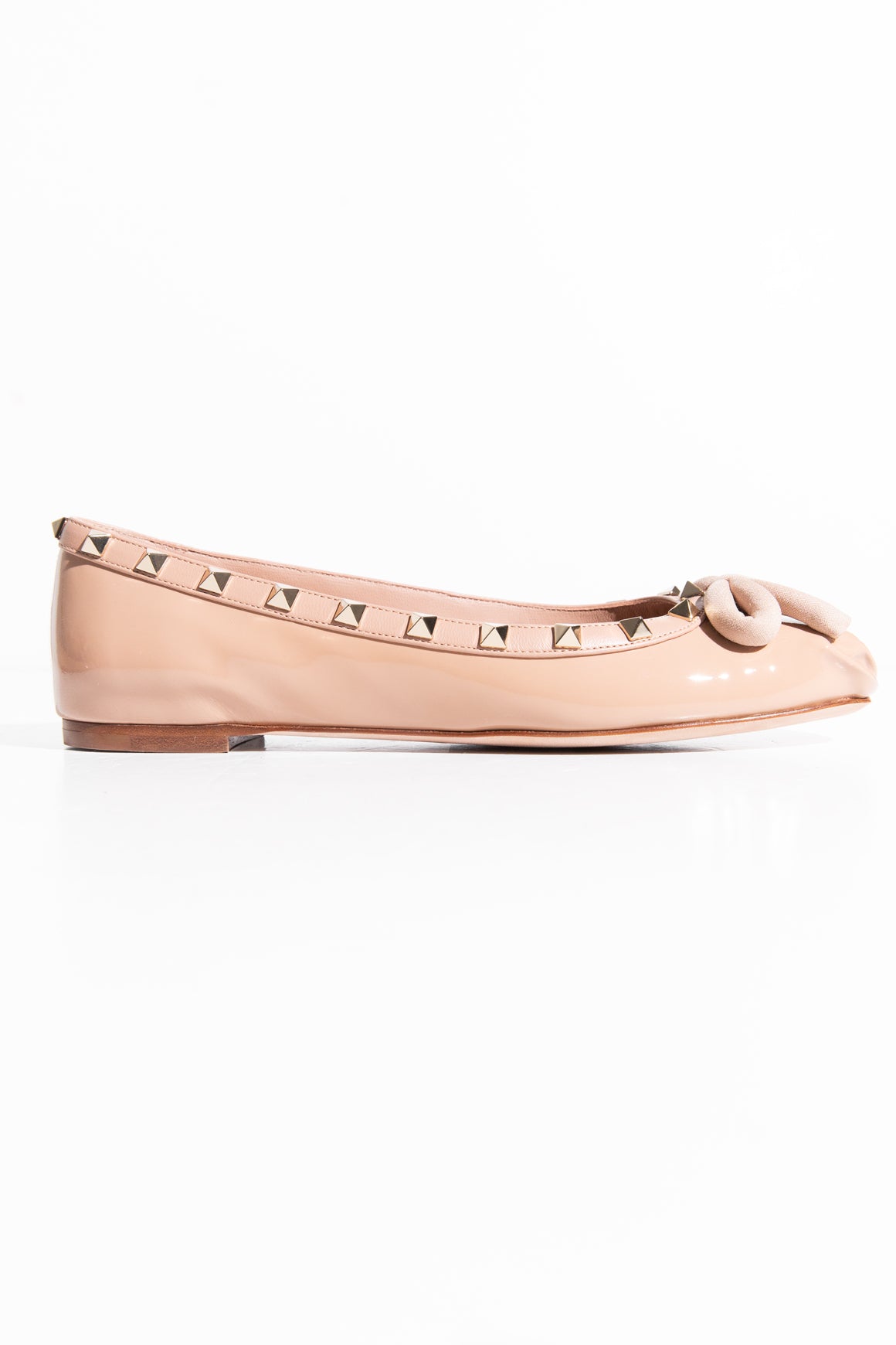 VALENTINO Rose Patent Rockstud Ballerina Flats (Sz. 38.5)