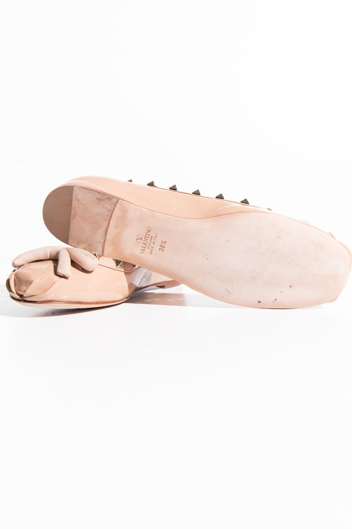VALENTINO Rose Patent Rockstud Ballerina Flats (Sz. 38.5)