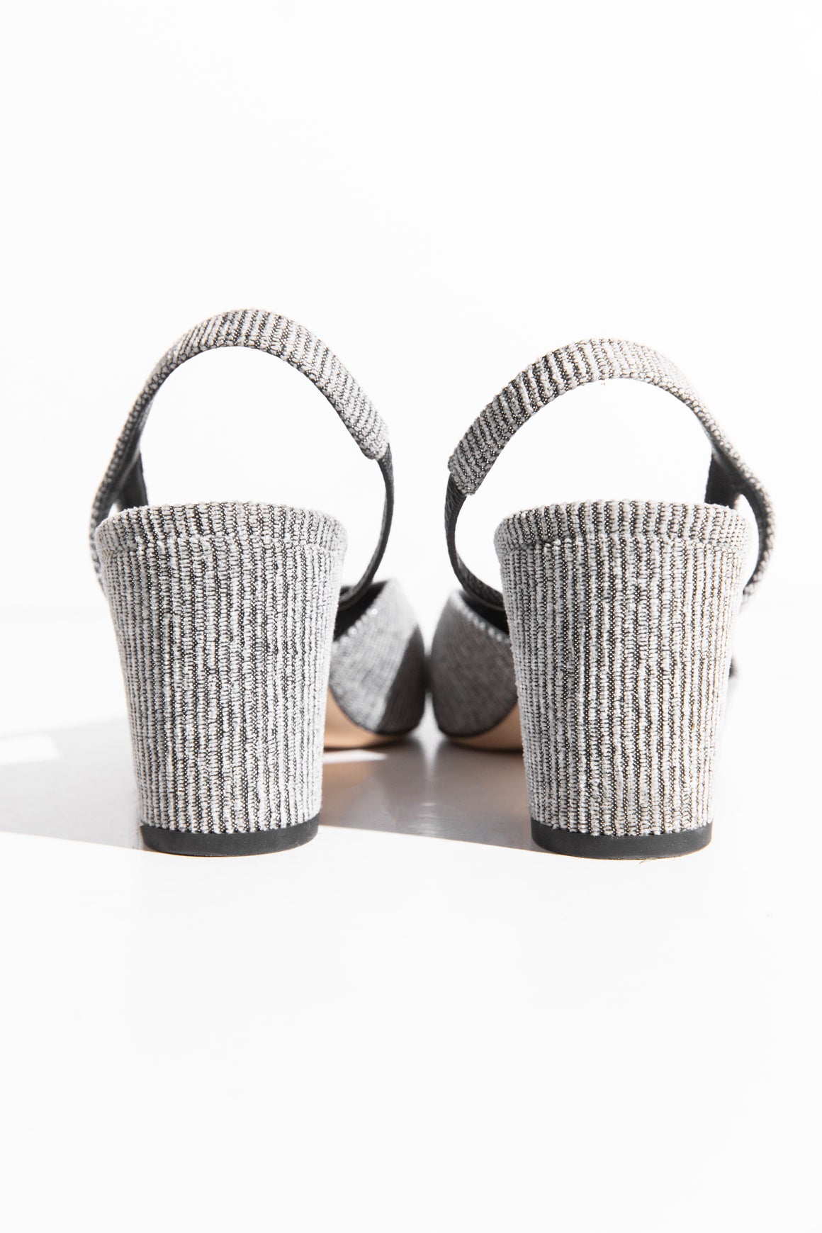 CHANEL Gray Lurex Cap Toe Sling Backs (Sz. 39)