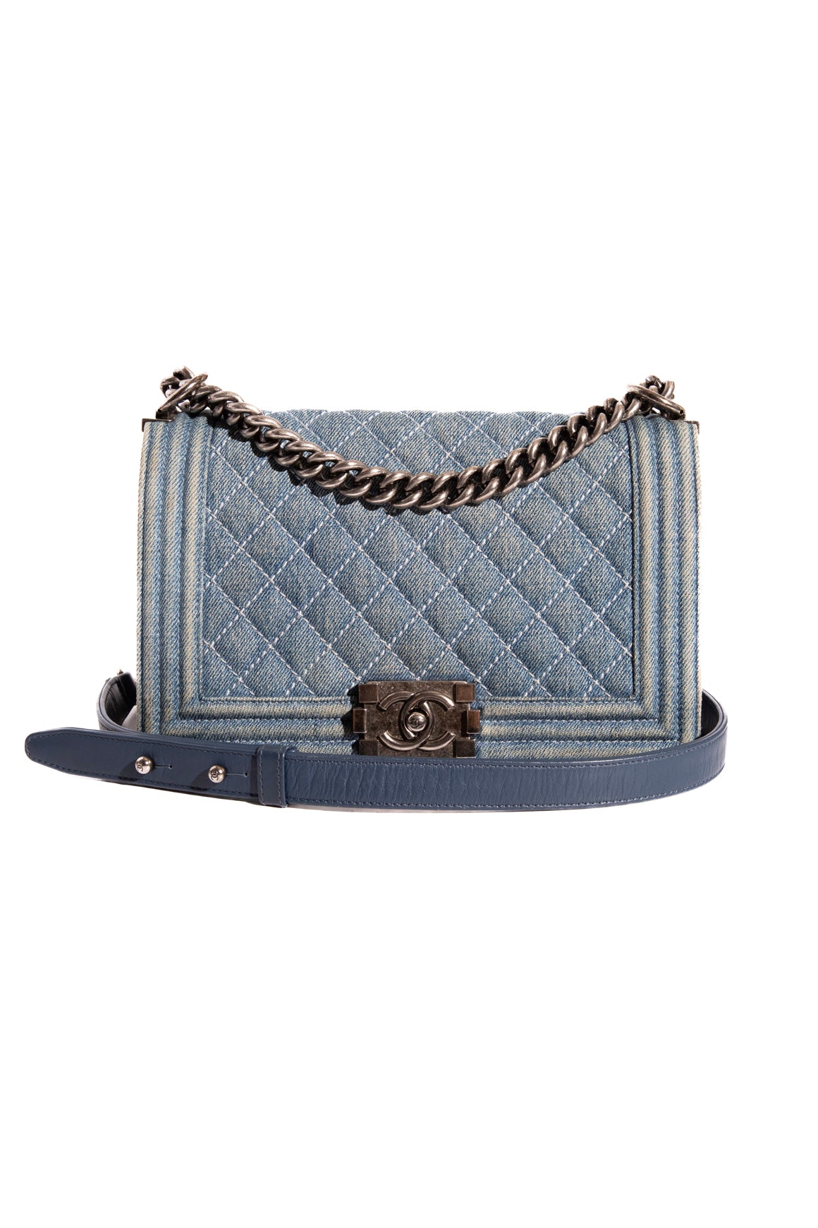 CHANEL 2013 Aged Denim Boy Bag - Medium