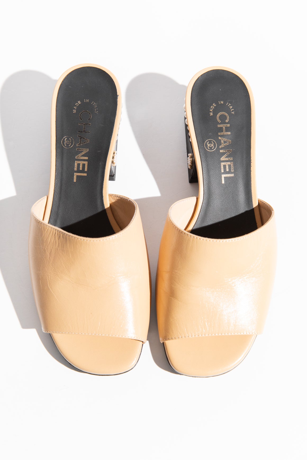 CHANEL Beige Block Heel Sandal (Sz. 37)