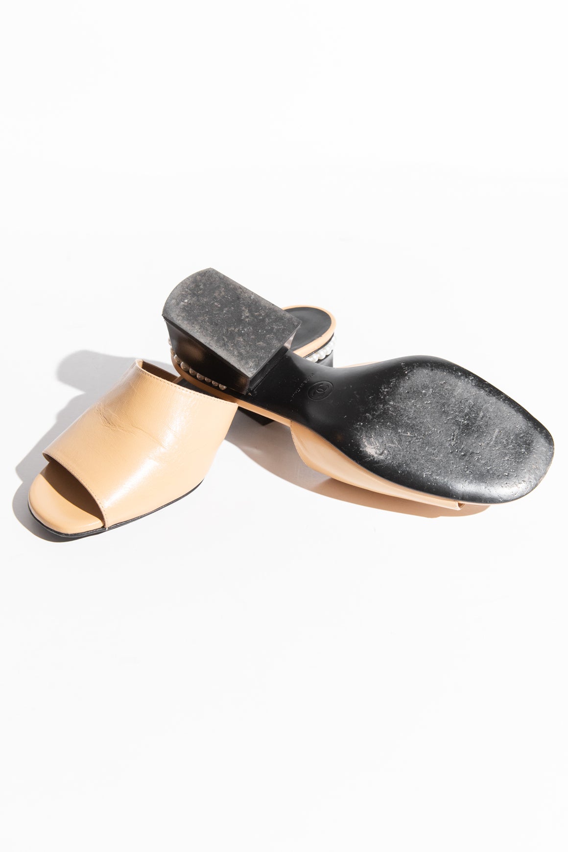 CHANEL Beige Block Heel Sandal (Sz. 37)