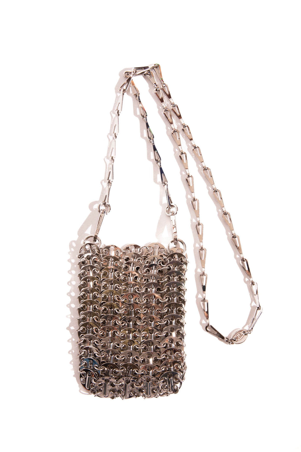PACO RABBANE Silver Chainmail Phone Pouch