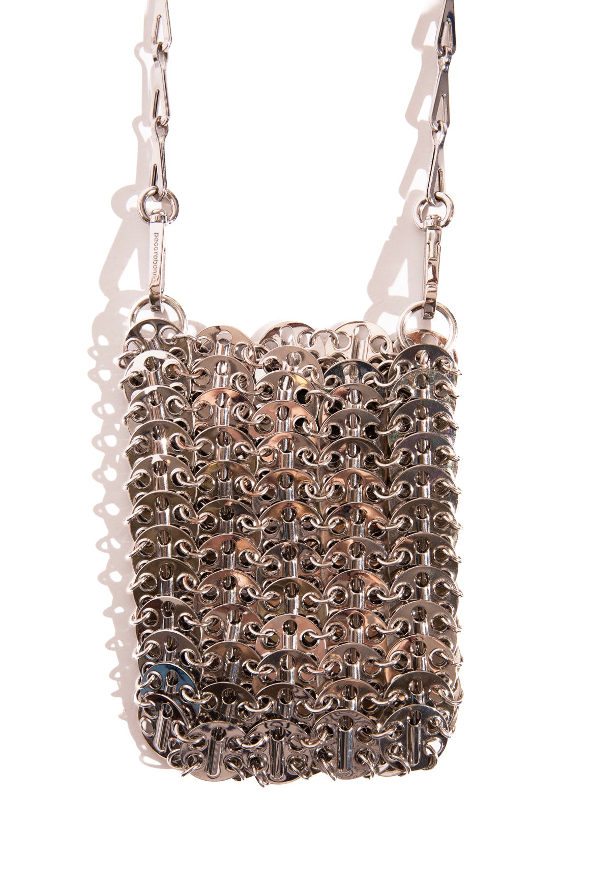 PACO RABBANE Silver Chainmail Phone Pouch