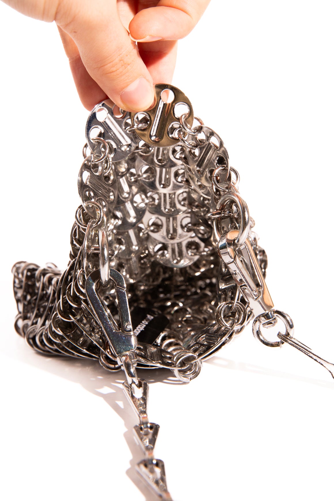 PACO RABBANE Silver Chainmail Phone Pouch