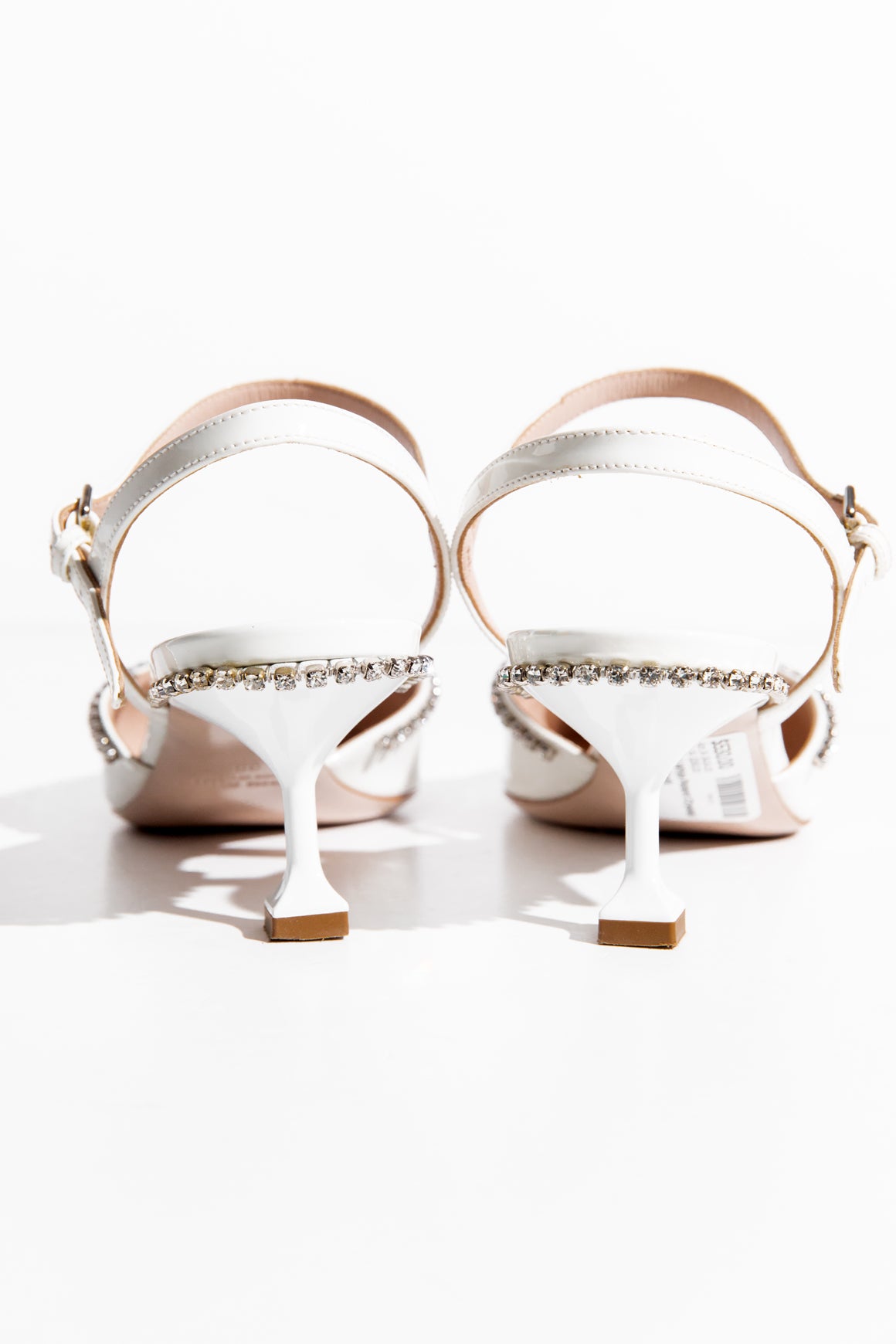 MIU MIU White Patent Crystal Accent Slingback (Sz. 39)