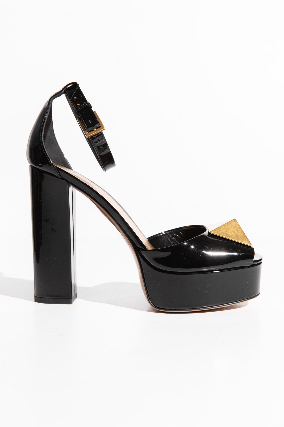 VALENTINO Black Patent Roman Stud Platform (Sz. 38)
