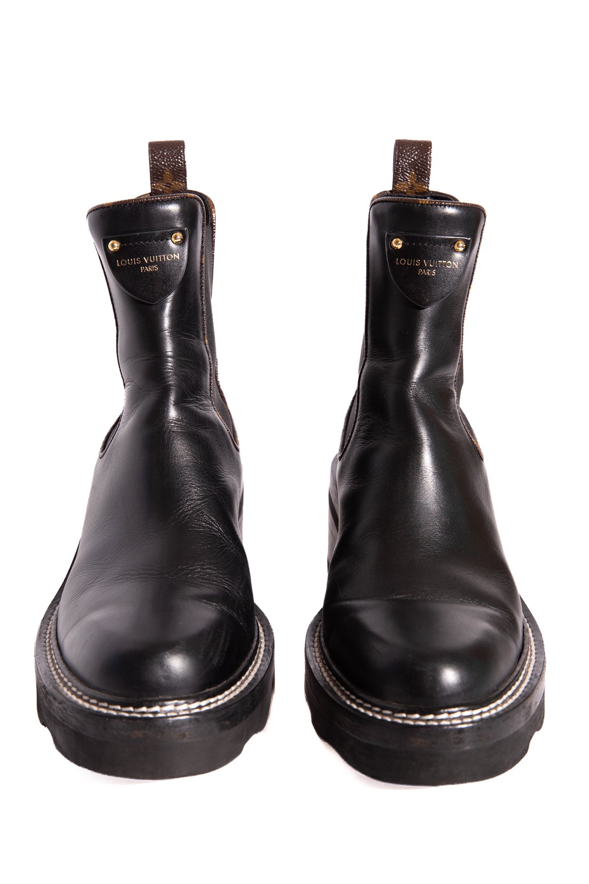 LOUIS VUITTON Black Platform Chelsea Boots (Sz. 39)
