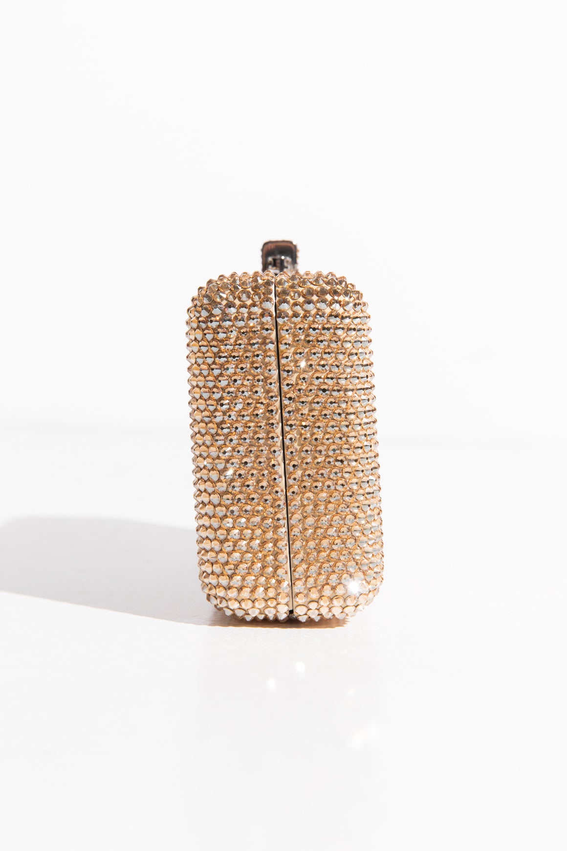 JUDITH LEIBER Gold Slim Slide Crystal Clutch Bag