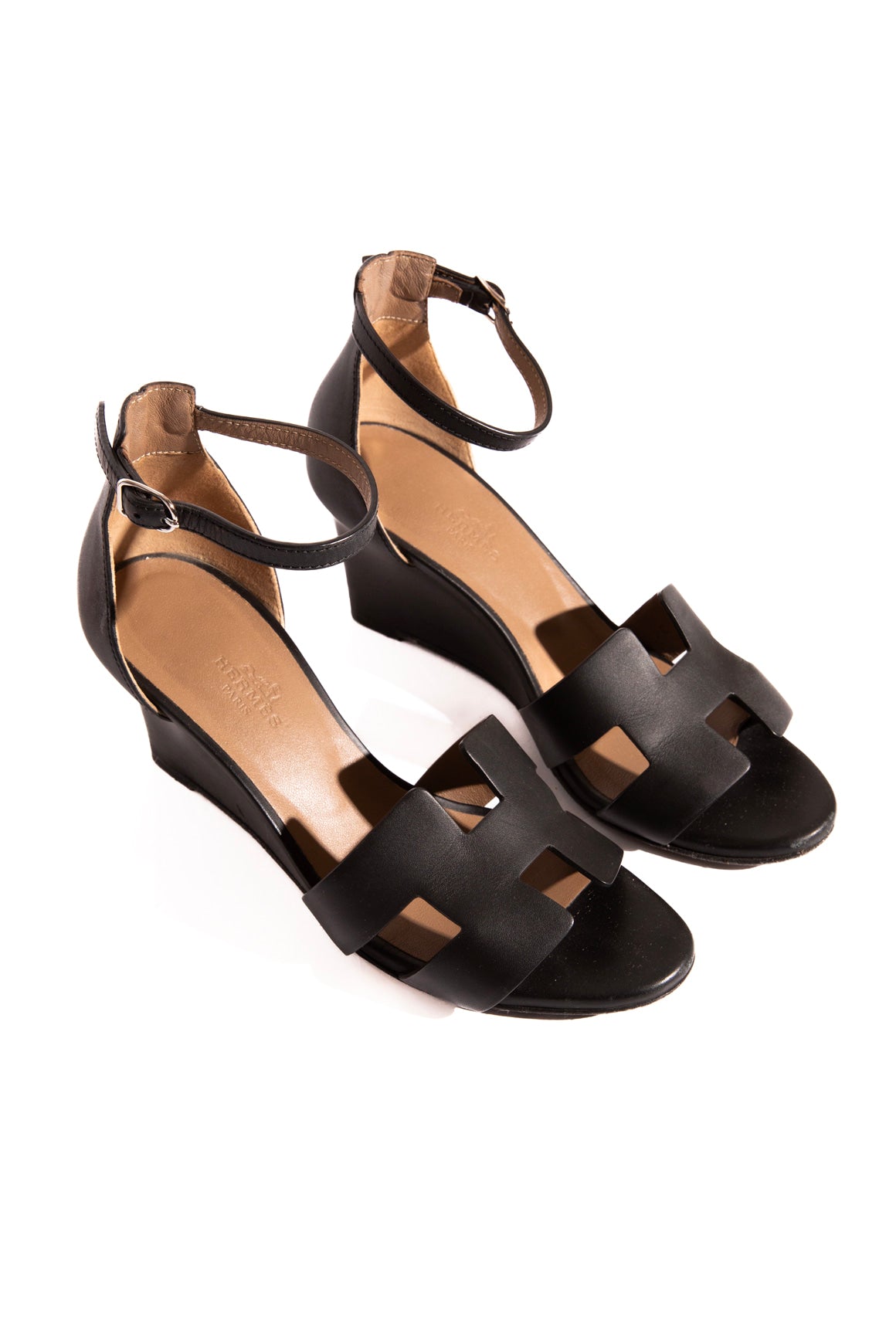 HERMES Black "Legend" Wedge Heels (Sz. 36)