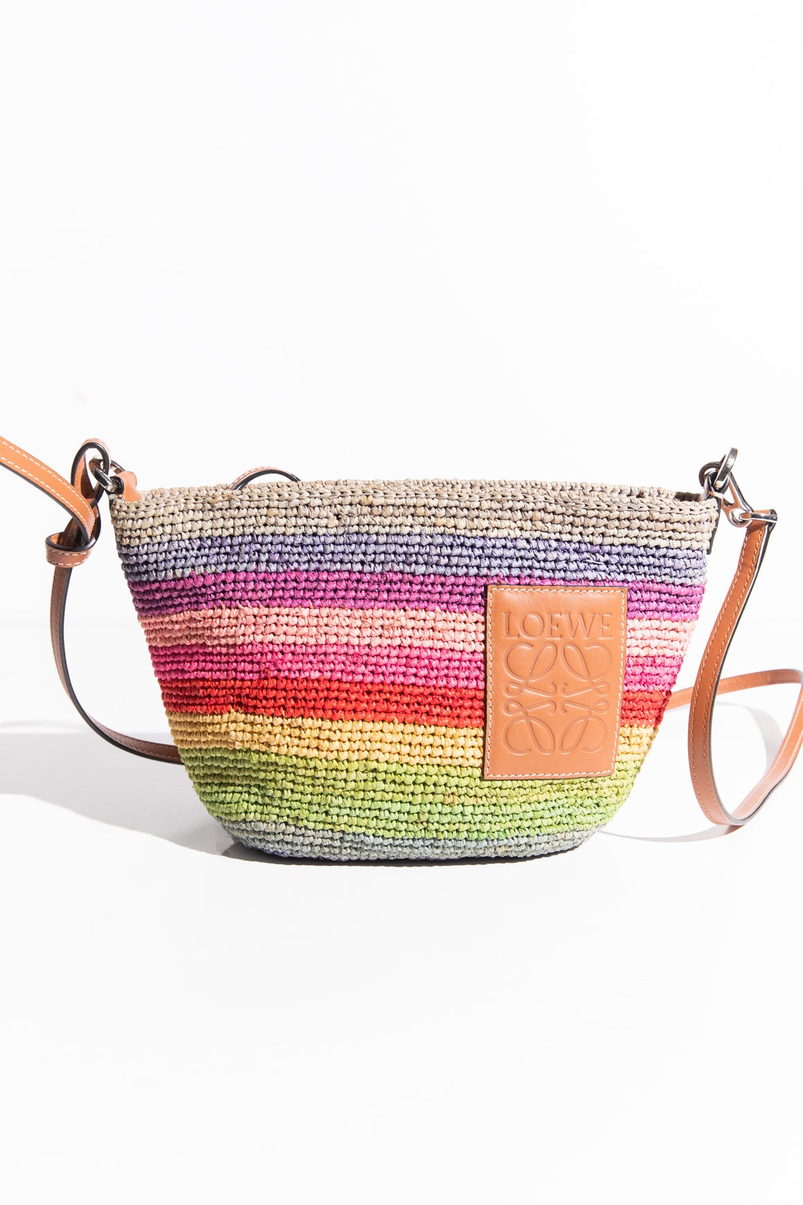 LOEWE Rainbow Stripe Raffia Crossbody